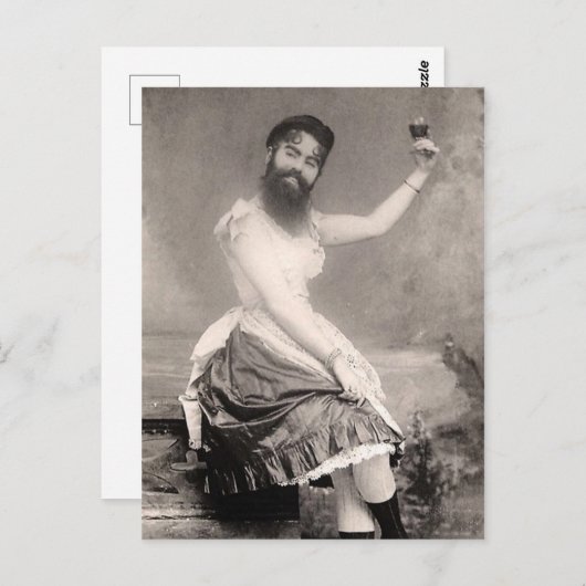 Viktorianisch Weibliche Frau mit Bart Postkarte (Vorne/Hinten)