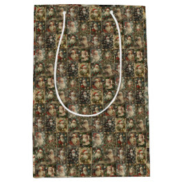 Viktorianisch Weihnachten & Retro Santa Collage Mittlere Geschenktüte