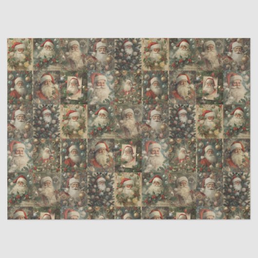 Viktorianisch Weihnachten & Retro Santa Collage Seidenpapier (Vorderseite)