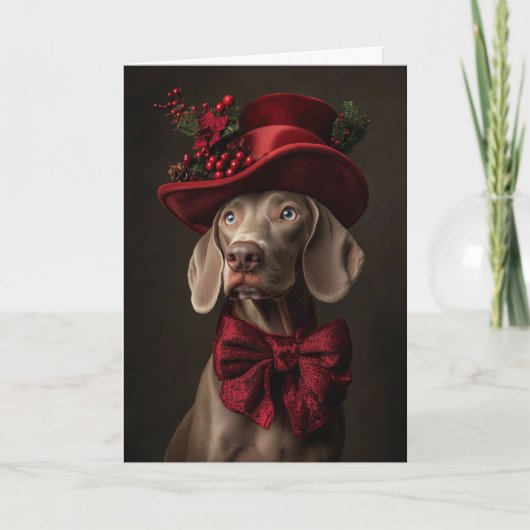 Viktorianisch Weimaraner Weihnachtszeit Feiertagskarte (Vorderseite)