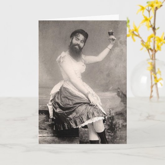 Viktorianisch Weiße Frau mit Bart Postkarte (Gelbe Blume)