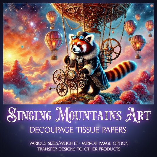 Viktorianisch Whimsy Red Panda Journey Decoupage Seidenpapier