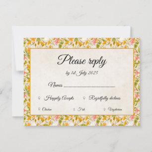 Viktorianisch-Wiesengelbe RSVP-Karte Postkarte