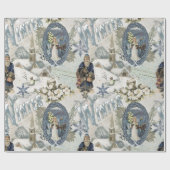 Viktorianisch Winter Blues Vignette Geschenkpapier (Flach)