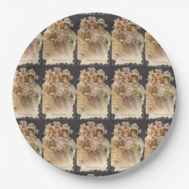 Viktorianisch Women Vintage Weihnachtszeitung Tell Pappteller