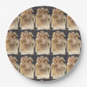 Viktorianisch Women Vintage Weihnachtszeitung Tell Pappteller