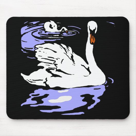 Viktorianisch Woodcut Swans Mousepad (Vorne)