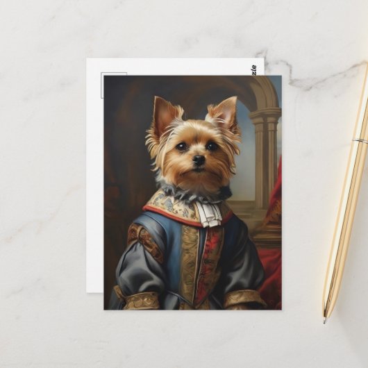Viktorianisch Yorkshire Terrier in Bekleidung Whim Postkarte (Vorderseite/Rückseite Beispiel)