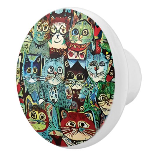 Viktorianische anthropomorphe Katzen in erdigen Fa Keramikknauf (Rechts)