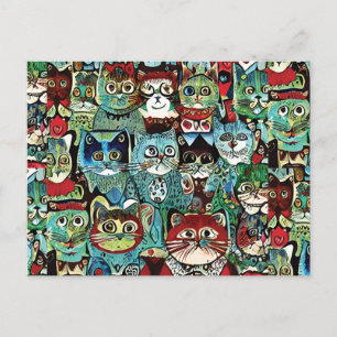 Viktorianische anthropomorphe Katzen in erdigen Fa Postkarte