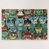 Viktorianische anthropomorphe Katzen in erdigen Fa Puzzle (Horizontal)