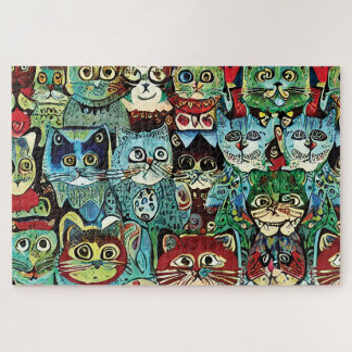 Viktorianische anthropomorphe Katzen in erdigen Fa Puzzle