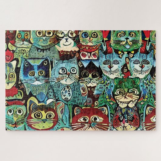 Viktorianische anthropomorphe Katzen in erdigen Fa Puzzle (Horizontal)