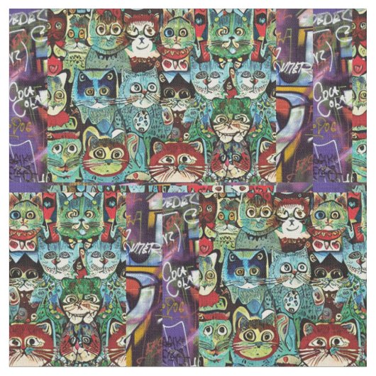 Viktorianische anthropomorphe Katzen in erdigen Fa Stoff (Nahaufnahme)