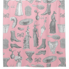 viktorianische antike Damentiere, rosa Kletterfrau Duschvorhang