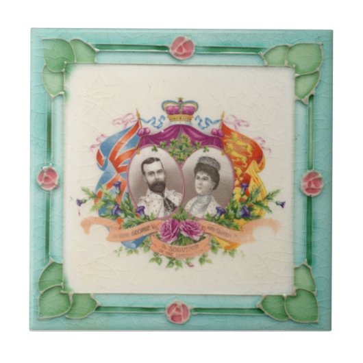 Viktorianische antike Keramik-Fliese der Fliese (Vorderseite)