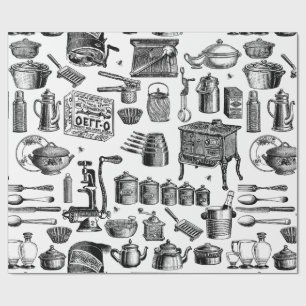 viktorianische antike Küchenkochgeschirr-Toile Geschenkpapier