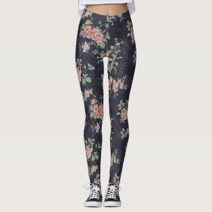 Viktorianische antike rosa Rosenflotte Leggings