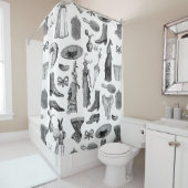 viktorianische antike Tiere, Schwarz-weiße Kleinti Duschvorhang (Beispiel)