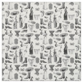 viktorianische antike Tiere, Schwarz-weiße Kleinti Stoff (Muster)