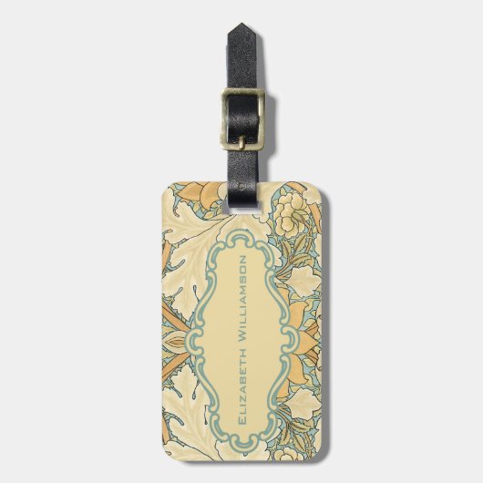 Viktorianische antike William Morris St. James Flo Gepäckanhänger (Vorderseite vertikal)