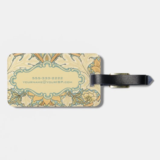 Viktorianische antike William Morris St. James Flo Gepäckanhänger (Rückseite horizontal)