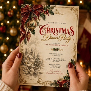 Viktorianische Antiquität Vintage-Weihnachtsfeier Einladung