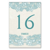 Viktorianische Aqua Lace Design White Table Card Tischnummer (Vorderseite)
