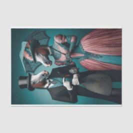 Viktorianische Aquamarine Rosa Anzug Kleidung Pfer Seidenpapier