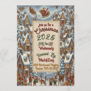 Viktorianische Aquarell-Weihnachtsmann-Weihnachtsk Einladung