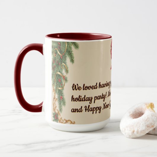 Viktorianische Aquarell-Weihnachtsmann-Weihnachtsk Tasse (Mit Donut)