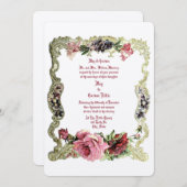 Viktorianische Ära 1891 Barock Rokoko Style Floral Einladung (Vorne/Hinten)