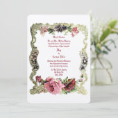 Viktorianische Ära 1891 Barock Rokoko Style Floral Einladung (Stehend Vorderseite)