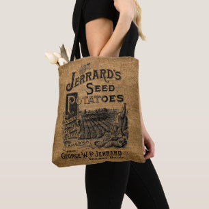Viktorianische Ära 1893 Rustikale Faux-Jute-Kartof Tasche