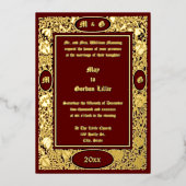 Viktorianische Ära 1896 Art Nouvea Floral Wedding Folieneinladung (Vorderseite)