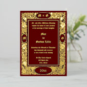 Viktorianische Ära 1896 Art Nouvea Floral Wedding Folieneinladung (Stehend vorne)