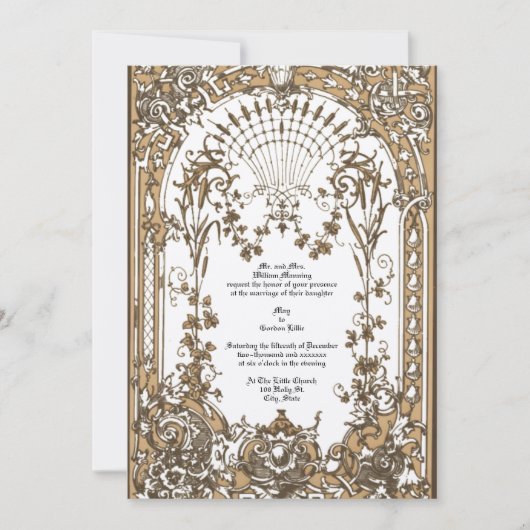 Viktorianische Ära 1897 Barock Rokoko Altar Einlad Einladung (Vorderseite)