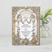 Viktorianische Ära 1897 Barock Rokoko Altar Einlad Einladung (Stehend Vorderseite)