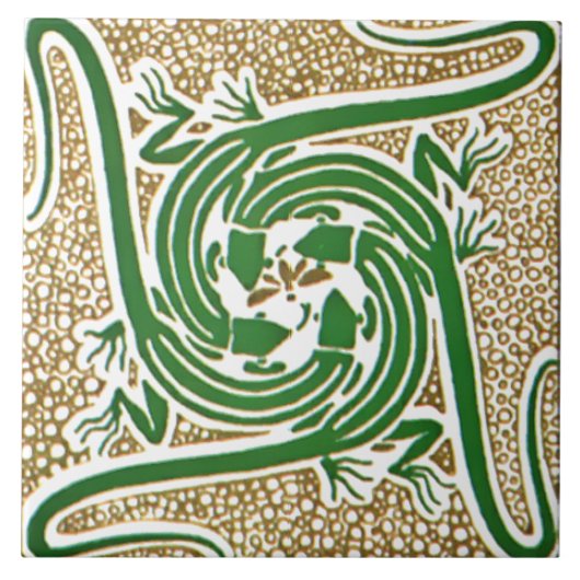 Viktorianische Ära Art Nouveau Four Lizards Patter Fliese (Vorderseite)