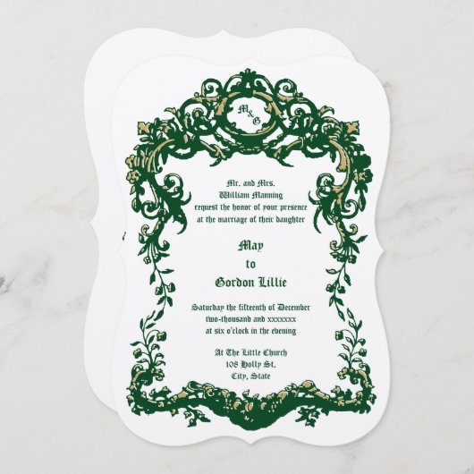 Viktorianische Ära Baroque Rokoko Style Frucht & F Einladung (Vorne/Hinten)