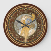 Viktorianische Ära Jugendstil Blonde Frau von Much Große Wanduhr (Vorderseite)