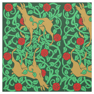Viktorianische Ära Jugendstil Hirsch und Rose Stoff