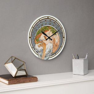 Viktorianische Ära Jugendstil Sunset by Alfons Muc Große Wanduhr