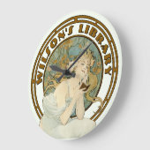 Viktorianische Ära Jugendstil von Mucha Bibliothek Große Wanduhr (Winkel)