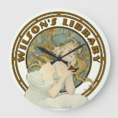 Viktorianische Ära Jugendstil von Mucha Bibliothek Große Wanduhr (Vorderseite)