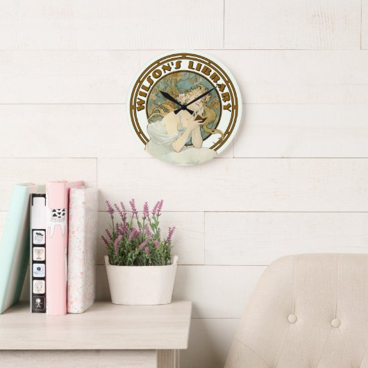 Viktorianische Ära Jugendstil von Mucha Bibliothek Große Wanduhr (Lesesaal)