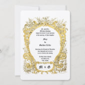 Viktorianische Ära Verzierte Blumenkartouche Hochz Einladung (Vorderseite)