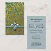 Viktorianische Arabeske, ADEL - Aqua u. Gold Visitenkarte (Vorne/Hinten)
