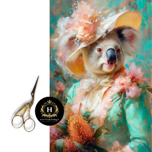 Viktorianische australische Lady Koala Decoupage Seidenpapier