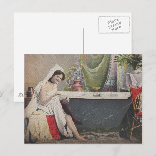 Viktorianische Badefrau Postkarte (Vorne/Hinten)